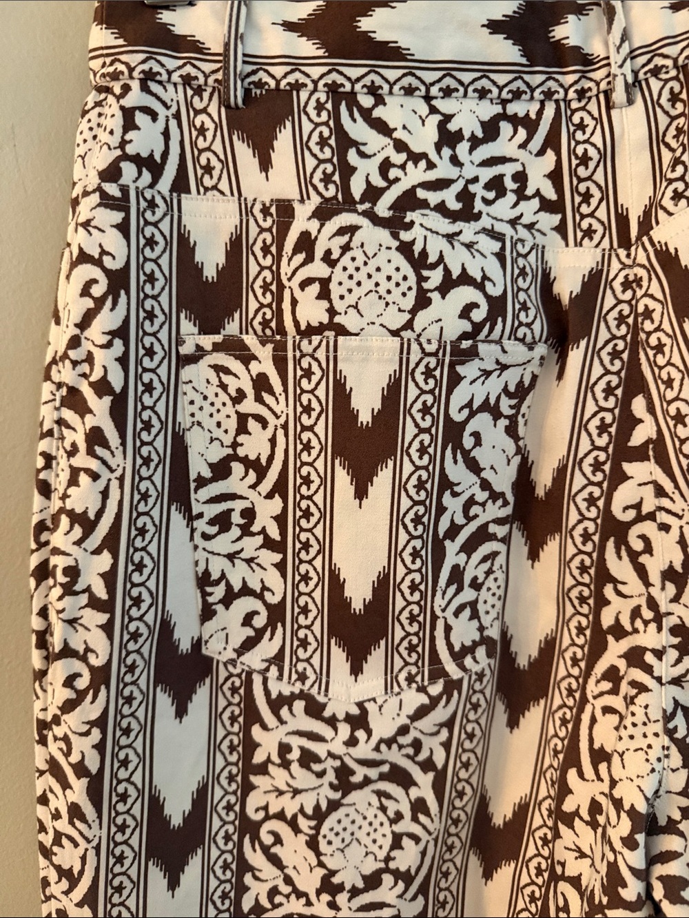 Julia Amory Babe Pant Island Ikat Printed Wide-Leg Pants - Brown & Cream Small - Picture 9 of 12